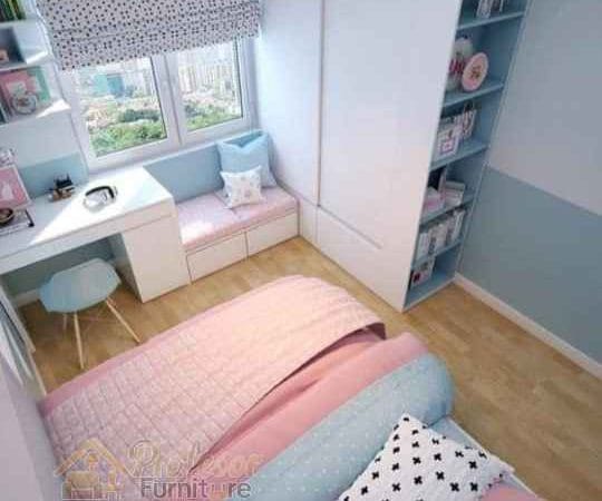 Desain kamar tidur anak perempuan remaja minimalis ukuran 3x3 meter tanpa ranjang