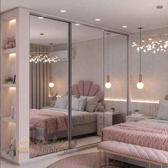 Model lemari pakaian minimalis custom pintu sliding kaca