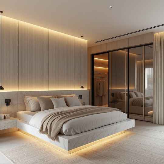 Model lemari pakaian minimalis custom pintu sliding kaca