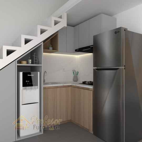 Desain kitchen set bawah tangga minimalis
