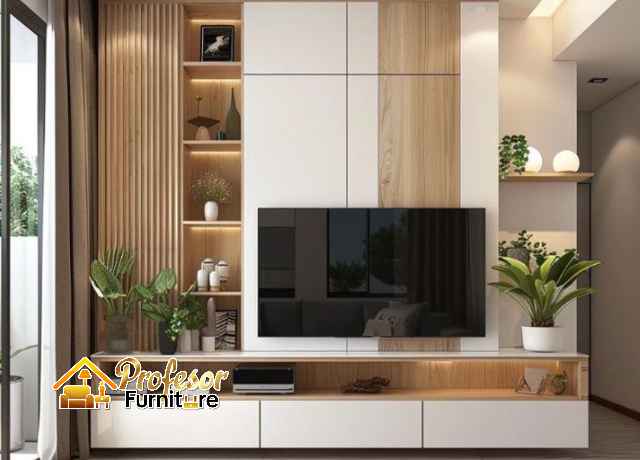 Tukang Backdrop TV Minimalis HPL Custom Terdekat Bogor