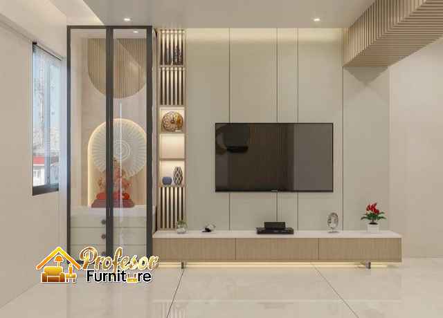 Jasa Pembuatan Backdrop TV Minimalis HPL Custom Rapi Depok