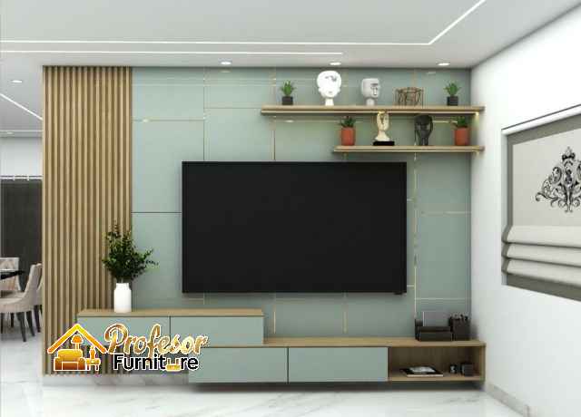 Jasa Pembuatan Backdrop TV Minimalis HPL Custom Rapi Depok