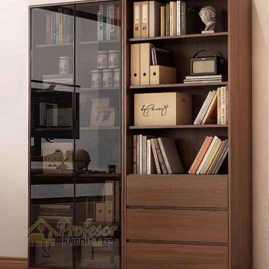 Rak Buku Perpustakaan Minimalis Custom HPL Mewah