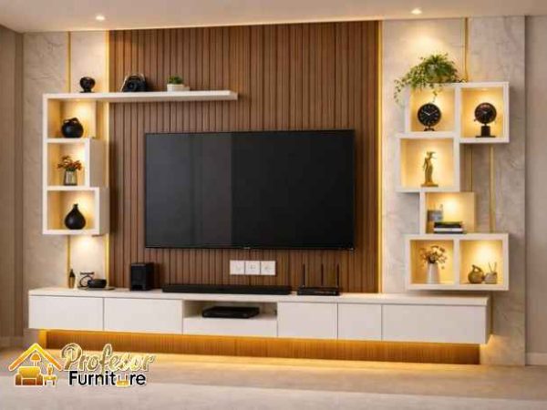 Pesan Cepat Backdrop TV Minimalis HPL Custom Bekasi