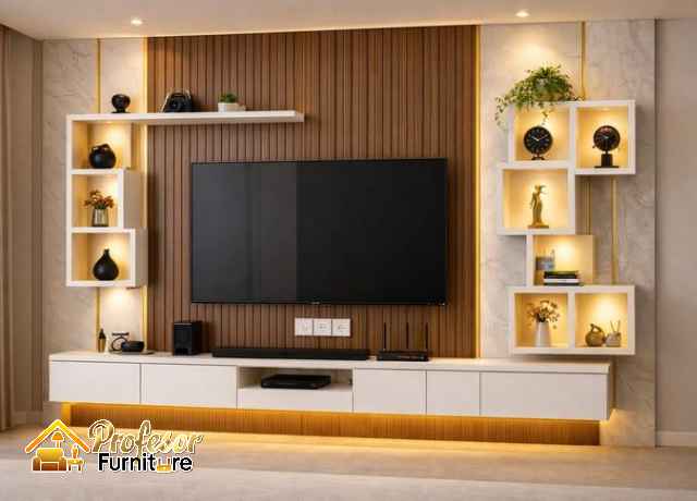 Pesan Cepat Backdrop TV Minimalis HPL Custom Bekasi