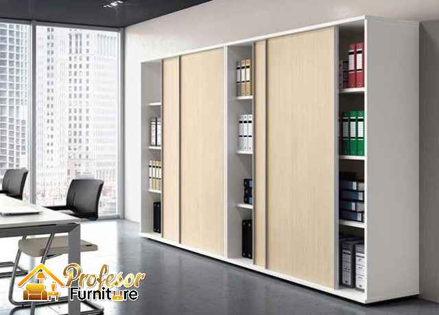 Harga lemari HPL kantor Jakarta Pusat pengerjaan rapi & profesional