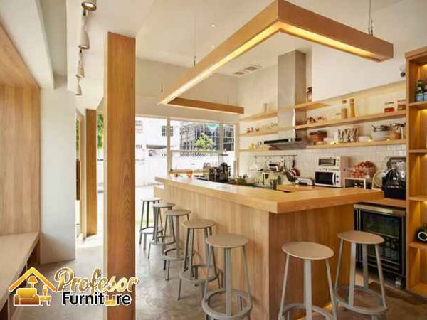 Meja Bar Cafe Minimalis Depok Bahan Plywood HPL High End