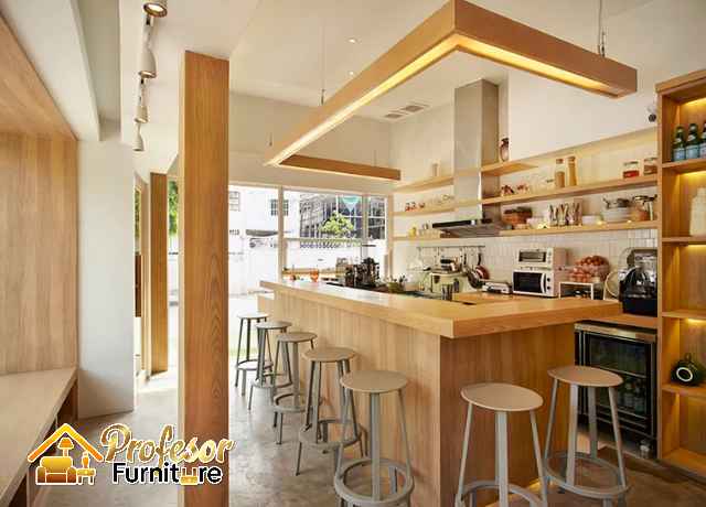 Meja Bar Cafe Minimalis Depok Bahan Plywood HPL High End