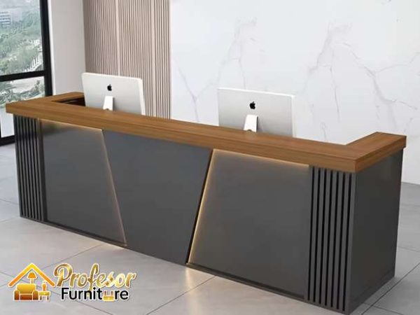 Custom meja resepsionis kantor di Bekasi HPL 10 hari jadi