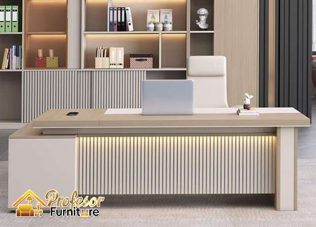 Custom Meja Direktur Jakarta Minimalis Gratis Rak harga murah