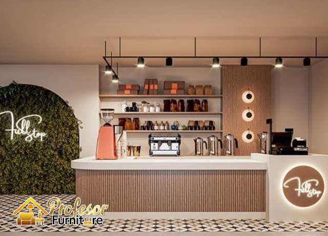 Custom meja barista Depok finishing hpl mewah