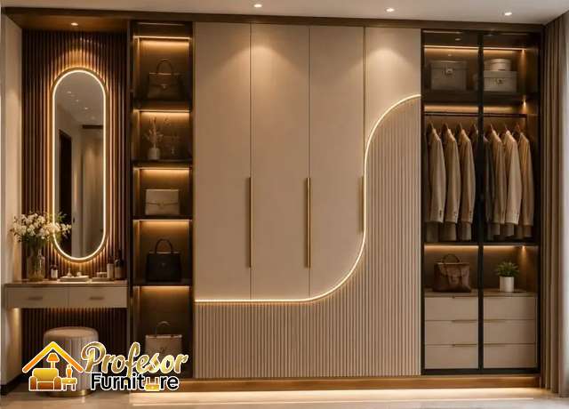 Jasa lemari pakaian Jakarta full plafon elegan