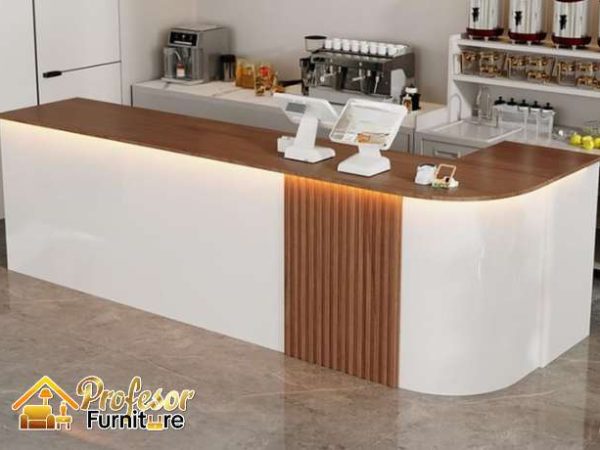 Custom meja barista Jakarta letter L hemat ruang